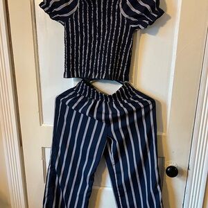 Stylish Kids Striped Set in Navy and White